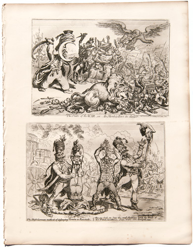 original James Gillray etchings The State of the War; or, The Monkey Race in Danger

The High German Methoc of Destroying Vermin at Radstadt

